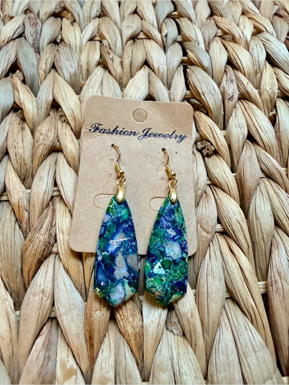 Fashion Jewelry Blue and Green Teardrop Dangle Earrings